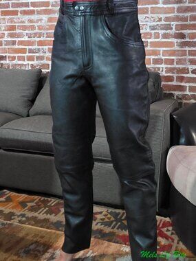Vintage M.A.S. Leathers Black Motorcycle Riding Pants - Size 32